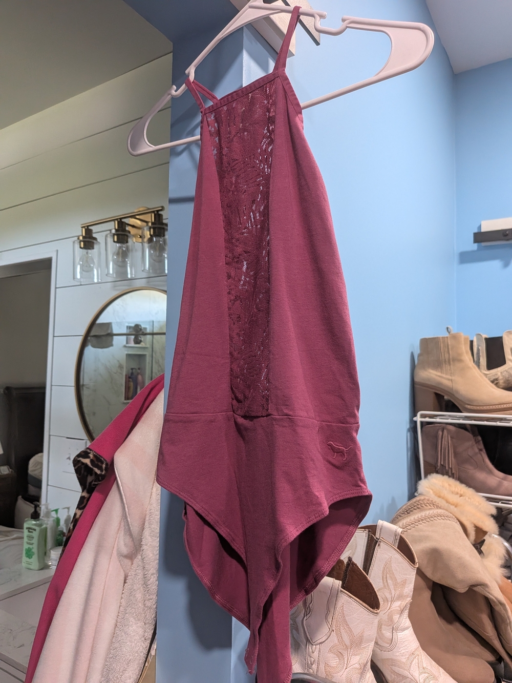 Victoria's Secret PINK Mauve Lace-Panel Women's Body Suit